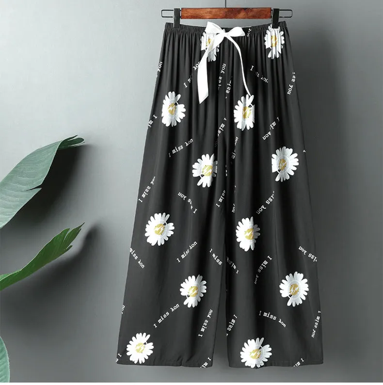 Wide Leg Pants Women Summer Loose Plus Size Casual Cotton Ankle-Length Pants