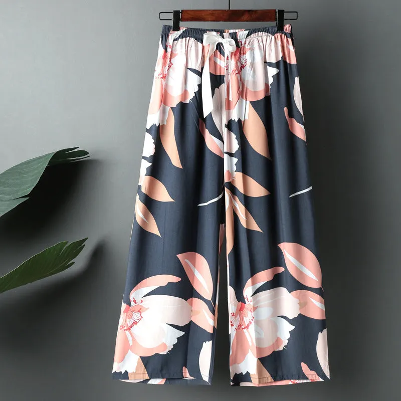 Wide Leg Pants Women Summer Loose Plus Size Casual Cotton Ankle-Length Pants