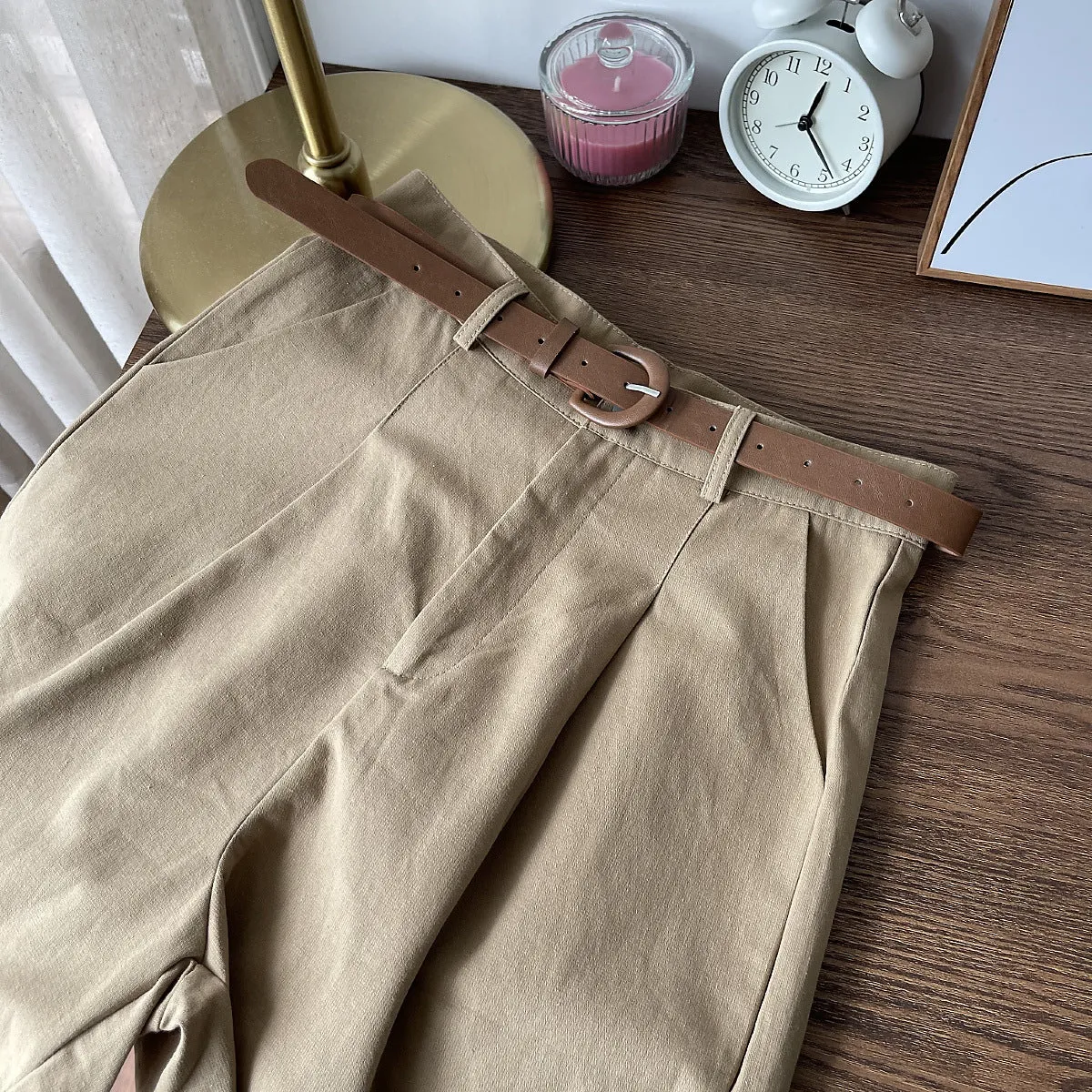 Wide Leg Shorts Women Petite Slim Look All-Matching High Waist Casual Pants Loose Bermuda Shorts