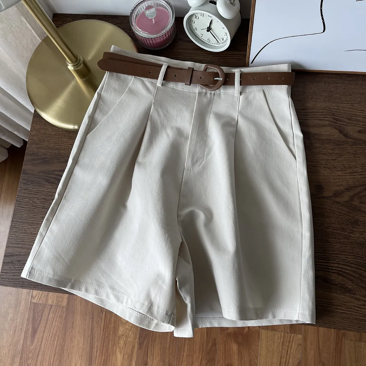 Wide Leg Shorts Women Petite Slim Look All-Matching High Waist Casual Pants Loose Bermuda Shorts