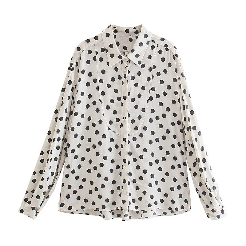 Women Clothes Wholesale Polka Dot Shirt Blouse New Autumn