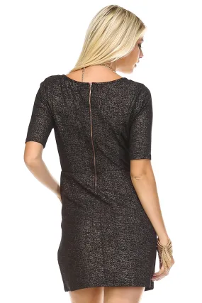 Women's Bronze Knit Zip Back Shift Dress