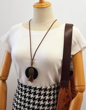 Women's Wooden Necklace Sweater Chain